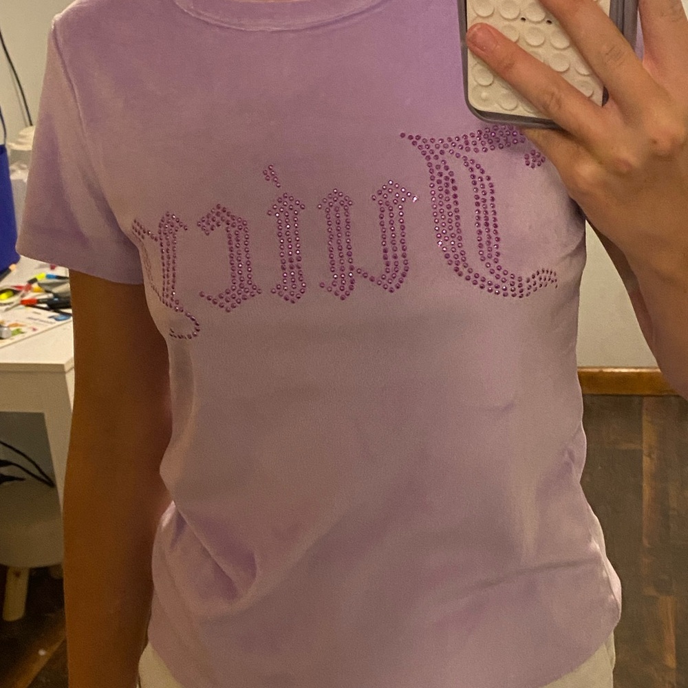 Juicy Couture Lavender Tee with Rhinestone Detail